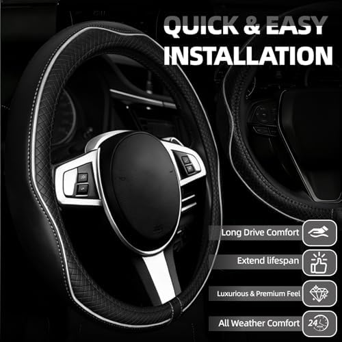 NBTEPEM 6 PCS Car Steering Wheel Cover Set, Microfiber Leather Steering Wheel - Image 2