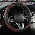 Black Burgundy Microfiber Leather Steering Wheel Cover 14 inch by Binsheo