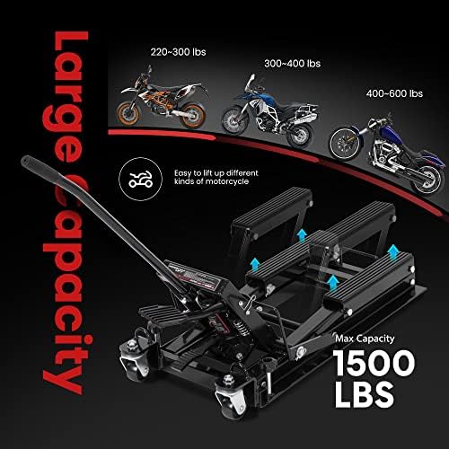 VIVOHOME 1500 LBS Hydraulic Motorcycle Lift Jack - Image 3