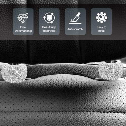 2 PCS Bling Car Headrest Collars, Crystal Head Rest Decor Collars, Interior - Image 3