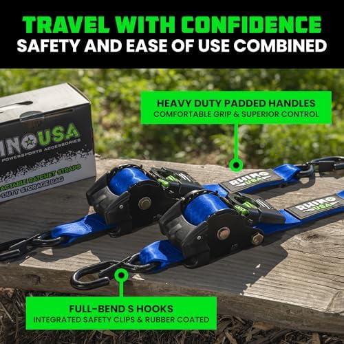 Rhino USA Retractable Ratchet Straps - 2in x 10ft - Image 3