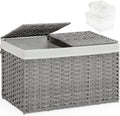 SETVSON Storage Basket with Lid PE Rattan 27.8 Gal Wicker Chest by SETVSON