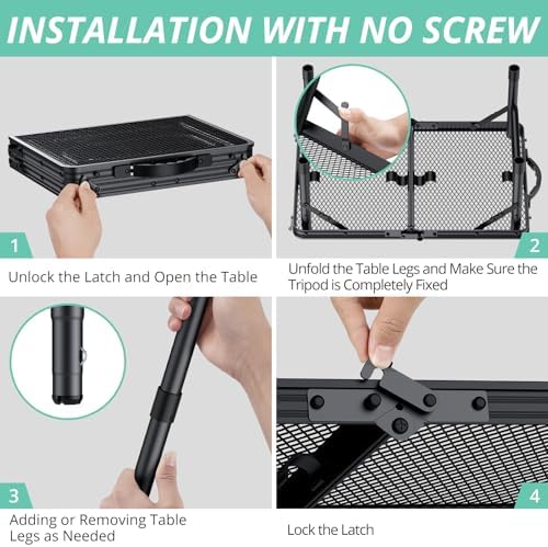 VINTEAM Camping Folding Grill Table | 3 Adjustable Heights | Lightweight - Image 5