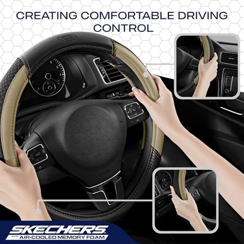 Skechers Air-Cooled Steering Wheel Cover, Leather Car Steering Wheel Cover - Image 5