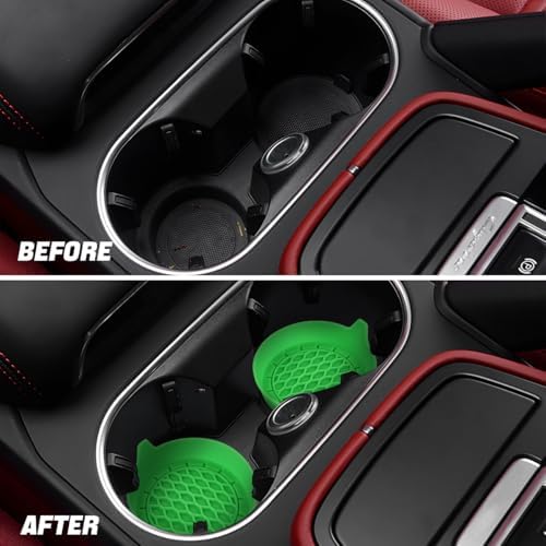Zpana 4PCS 3.15 Inch Car Cup Holder Coasters Silicone Non-Slip Bright Green - Image 5