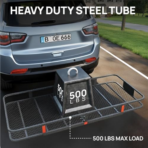 Bonnlo 70''X 30''X6'' Folding Hitch Mount Cargo Carrier Basket - Image 3