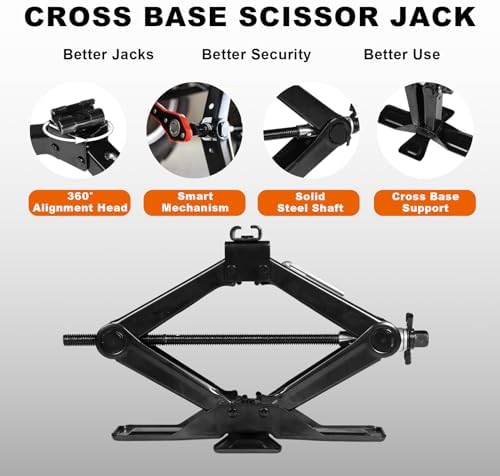 Torin AST10202SB Wide Base Cross Car Scissor Jack: Steel Portable Quick Lift - Image 2