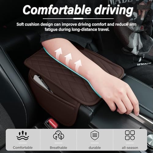 Amiss Car Center Console, Upgraded Leather Car Armrest Cushion, Fits Most - Image 6
