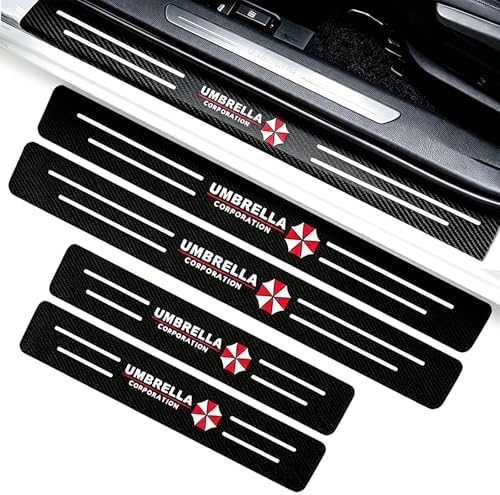 Car Door Sill Guards Front & Rear Car Door Threshold Protector Carbon Fiber & - Image 2