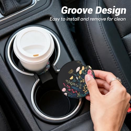 Car Cup Holder Ceramic Coasters 2 Pack, 2.56 in Anti Slip Absorbent Coaster - Image 7