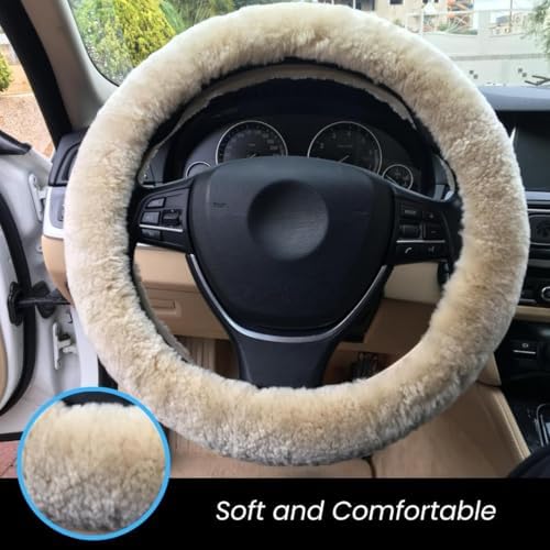 Andalus Brands Luxury Fluffy Car Steering Wheel Covers – Genuine Merino - Image 2