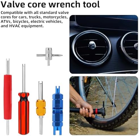 Penitue 5pcs Tire Tyre Repair Tool Set, Dual & Single Head Valve Core Remover - Image 5