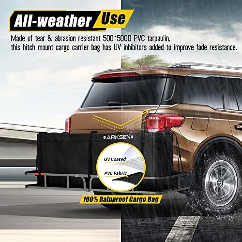 ARKSEN Hitch Cargo Carrier Bag for 19" x 53" Baskets Waterproof 10.75 Cubic - Image 2