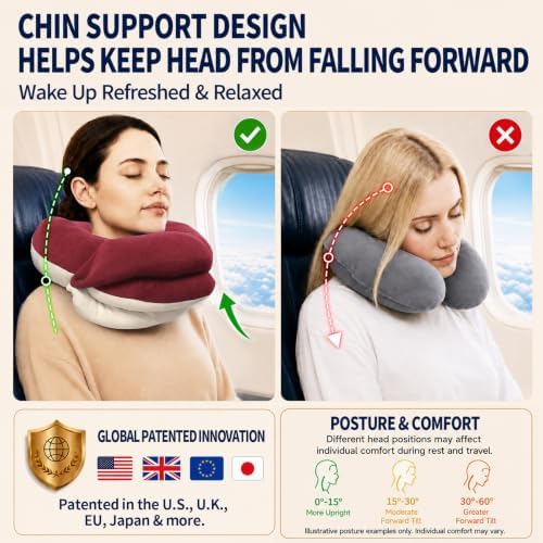 BUYUE Travel Neck Pillows for Airplanes, Memory Foam 360° Head Support Sleep - Image 3