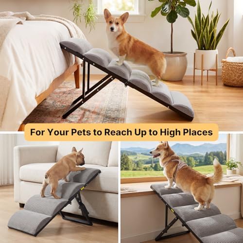 Veehoo Dog Ramp for Bed Couch Small Large Dogs, Foldable Pet Ramp 12"-20" H - Image 6