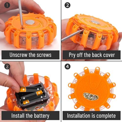 HEIGPAN GP904 LED Road Flares 4 Pack, Battery Powered Safety Warning Lights - Image 6