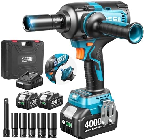 Seesii Upgraded Cordless Impact Wrench 885Ft-lbs: 1/2" Impact Gun by SEESII