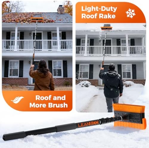 Year-Round Roof Rakes for Snow, Leaves & Moss – 16” No-Scratch Foam Blade & - Image 5