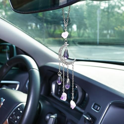 Car Rear View Mirror Accessories, Witchy Hanging Ornament, Cute Moon Boho by Pyotivol