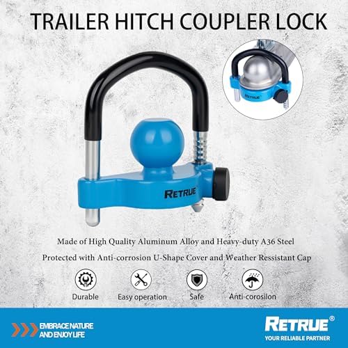 RETRUE Universal Trailer Coupler Hitch Lock, Waterproof Cover & Cap - Image 2