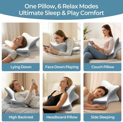 Cervical Neck Pillow for Pain Relief, Ergonomic Reading Pillow for Bed - Image 7