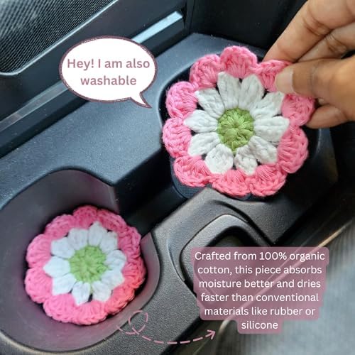 Cotton Car Coasters 2pc Car Cup Coasters Cute car Accessories - Image 3