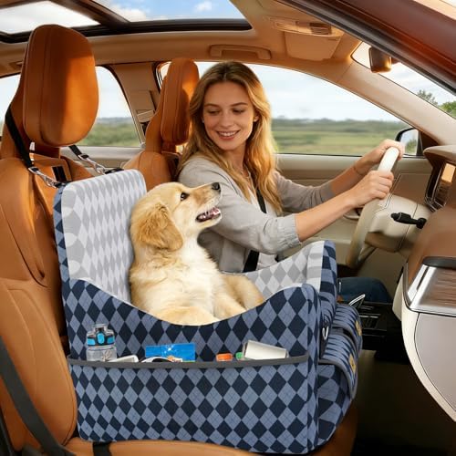 Dog Car Seat for Small/Medium Dogs up to 35lbs, 4-Pocket Storage Memory Foam - Image 4