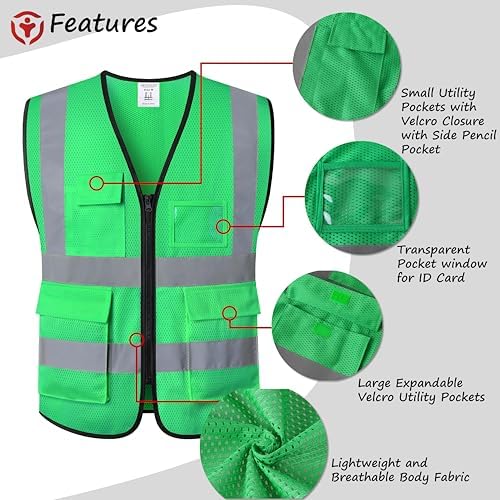 Reflective Safety Vest for Men Women Construction Vest ANSI Standard AP1 - Image 2