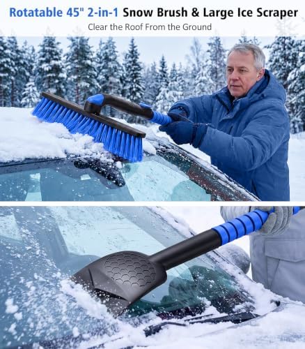 45" Car Snow Brush & Ice Scraper, Extendable Snow Removal - Image 2