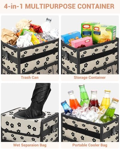 Capolo Car Trash Can with Lid, Leakproof Car Garbage Can Car Trash Bag - Image 5