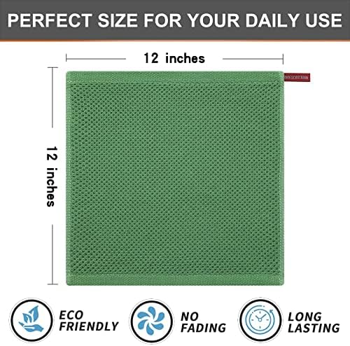 Kitinjoy 100% Cotton Waffle 8-Pack Kitchen Towels, Grass Green - Image 5