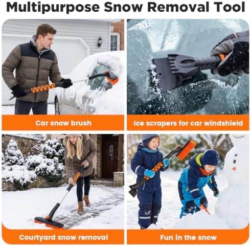 33" Snow Brush and Ice Scraper for Car Windshield, Extendable & 360° Pivoting - Image 7