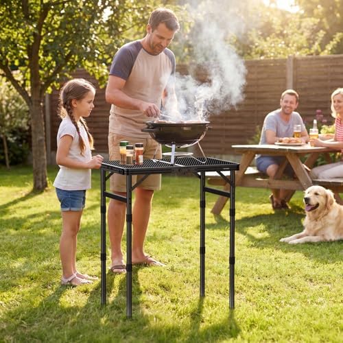 2ft Portable Grill Table, Heat-Resistant Tabletop 3 Heights 27.5" - Image 2
