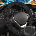 Black Leopard Print Steering Wheel Cover by Unknown