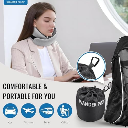 WANDER+® Travel Neck Pillow, Pure Memory Foam Neck Pillow - Image 3
