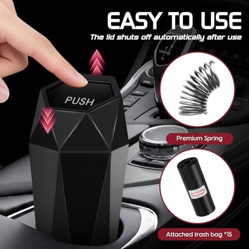 Car Trash Can with Lid, 15 Additional Trash Bags - Image 2