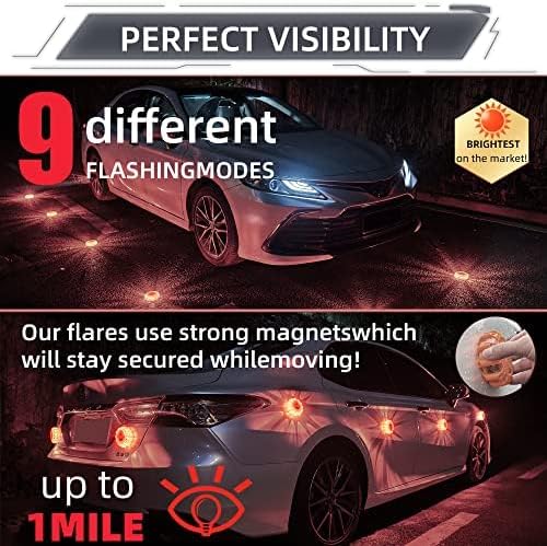 6 Pack LED Road Flares, Type-C Rechargeable Magnetic Safety Kit - Image 2