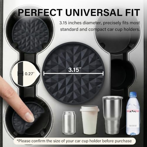 Silicone Car Coasters Set of 4, 3.15" Cup Holder Mats - Image 2