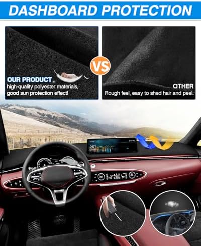 CARTIST Black Dash Cover for 2022-2025 Genesis GV70 Dashboard Cover Mat - Image 5