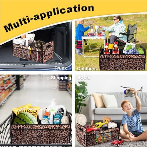 Car Trunk Organizer, Collapsible Car Organizers Storage Large Leopard Print - Image 3