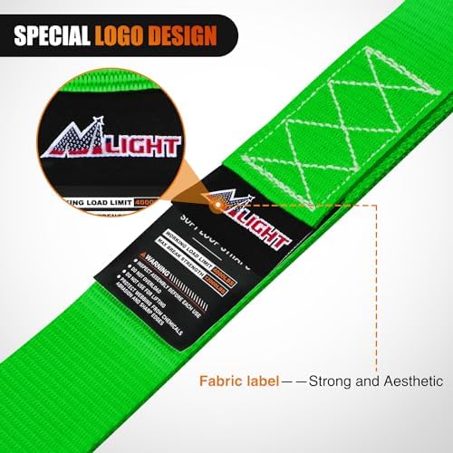 Nilight Soft Loop 1.7"x17" Motorcycle Tie Down Straps 12, 000LBS 8PK Green - Image 4