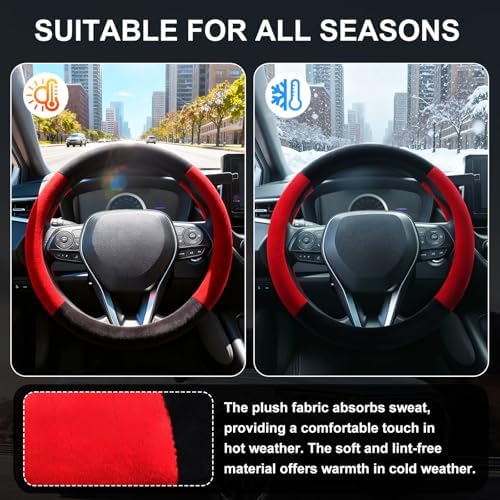 SEG Direct Plush Steering Wheel Cover 14.5"-15" Heavy-Duty, Summer Winter - Image 6