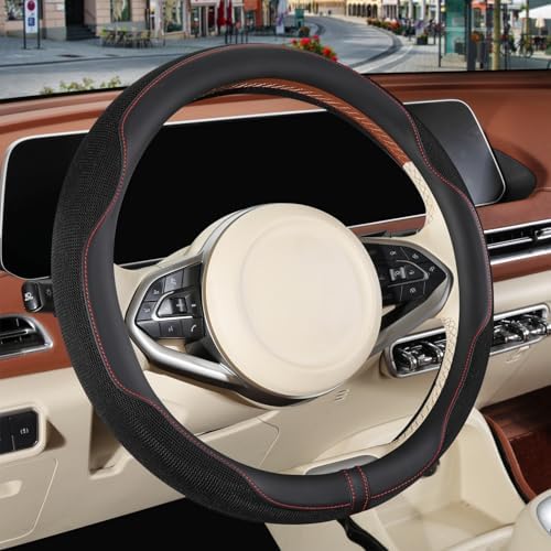 Nappa Leather Black Steering Wheel Cover Large 16 inch - Image 2