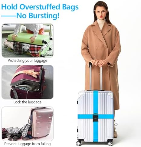 BILIONE 2 Pack Luggage Straps for Suitcase w/Password Lock &Tags - Image 5