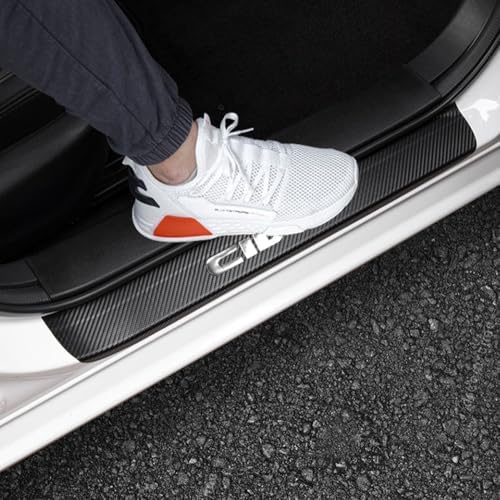 LEXLEY Carbon Fiber Style Leather Door Sill Protector, Scuff Plate Cover Guard by LEXYE
