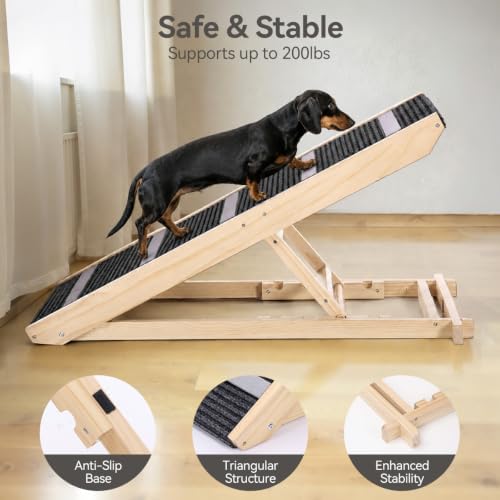 Dog Ramp for Couch, 39.4" Extra Wide Wooden Pet Ramp, 4 Adjustable Heights - Image 4