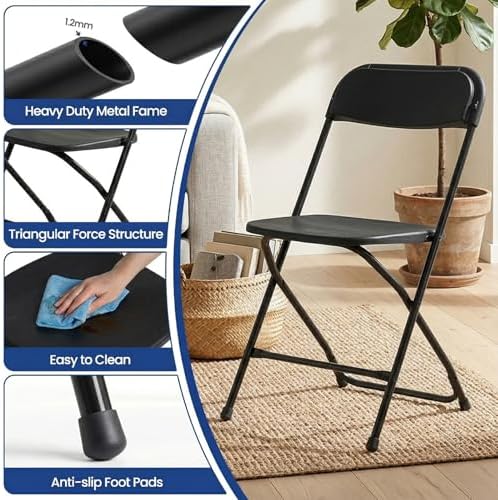 7-Piece Black Plastic 8FT Folding Table - Image 5
