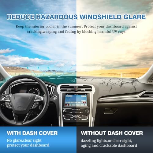 FIILINES Dash Cover Fit for 2013-2020 Ford Fusion Dash Mat for Fusion - Image 6