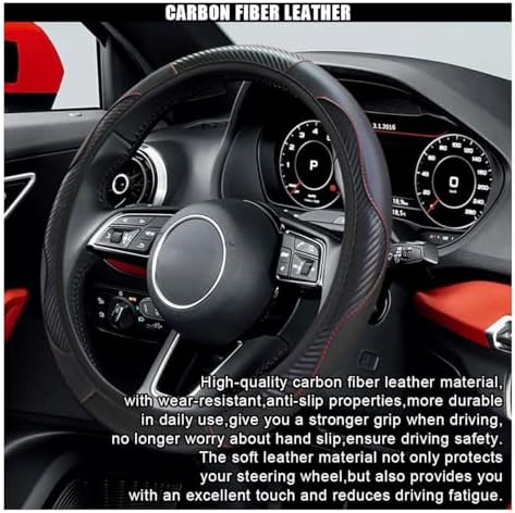 KITUREK 15" Car Steering Wheel Cover, Carbon Fiber Leather - Image 5