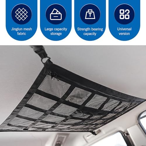 WZP Car Ceiling Cargo Net, 31.5" x 20.9" Double-Layer Mesh Car Roof Storage - Image 3